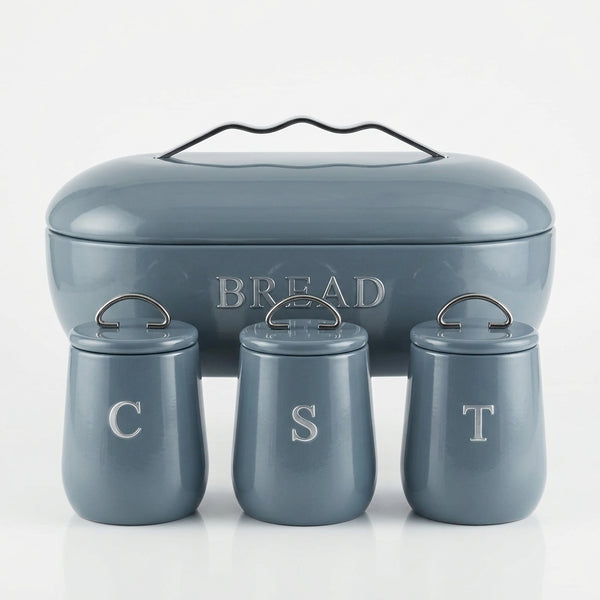 4-Piece Vintage Style Bread Bin and Canister Set