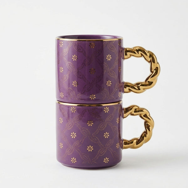 Fine Bone China Floral Tea Cup with Pearl Handle