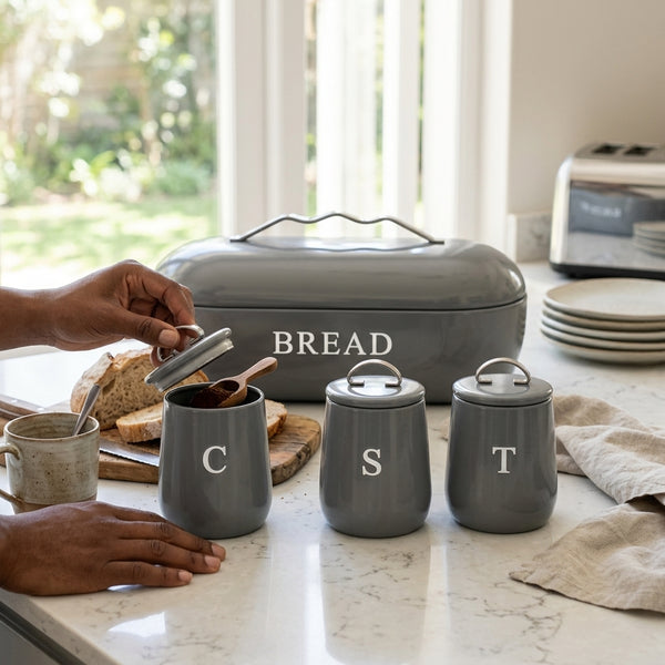 4-Piece Vintage Style Bread Bin and Canister Set