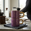 Fine Bone China Floral Tea Cup with Pearl Handle