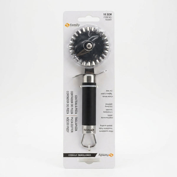 Eco-Friendly Kitchen Pizza Cutter on packaging, featuring durable materials and a practical design for efficient cooking.