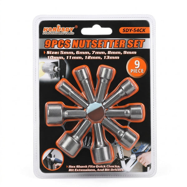 9-Piece Hex Shank Socket Nut Setter Set