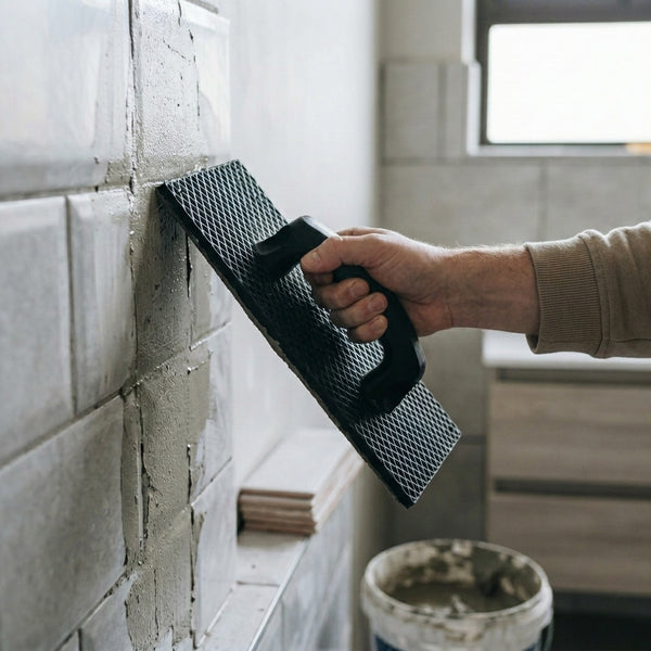 Abrasive Sanding Float for Insulation Levelling used on wall for smoothing insulation panels.