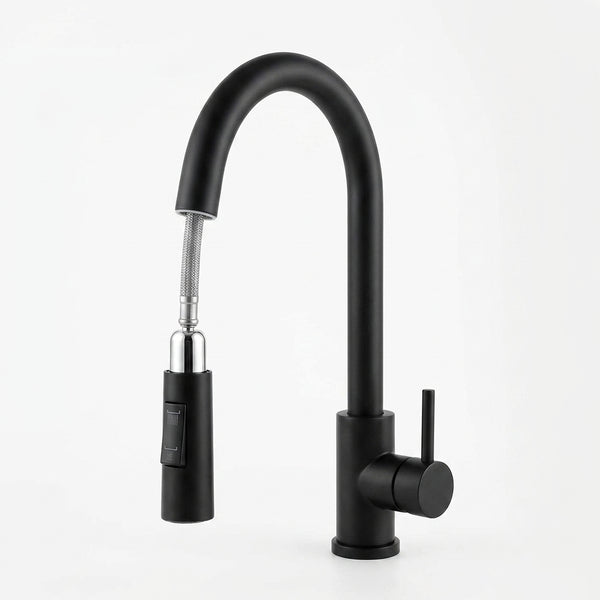 Single Hole Black Stainless Steel Pull Out Kitchen Faucet