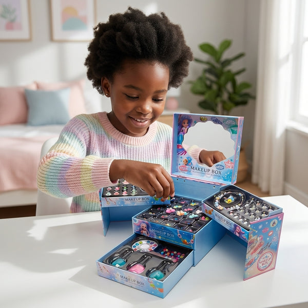 Child enjoying creativity with the Childrens Handmade Plastic Crystal Gem Toy Set, showcasing colorful plastic gems.