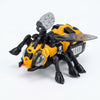 Remote Control STEM Robot Bee Toy with Spray in a realistic black and yellow design, featuring movable wings and LED lights.