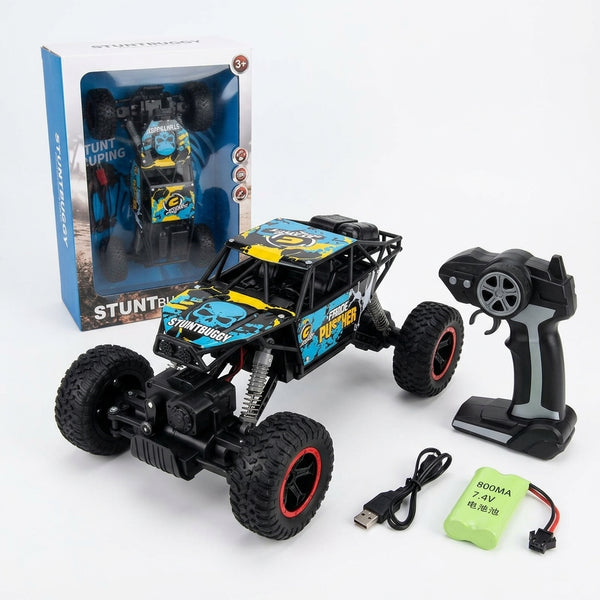 Off-Road RC Rock Crawler 4WD Large Scale Remote Control Truck with controller and battery, ideal for outdoor adventures.