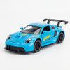 Die-Cast Racing Car Toy in blue color with detailed design and racing decals, perfect for imaginative play.