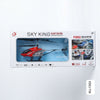 Beginner-Friendly Electric RC Jet Airplane packaging with a red and blue design, showcasing features and controls.