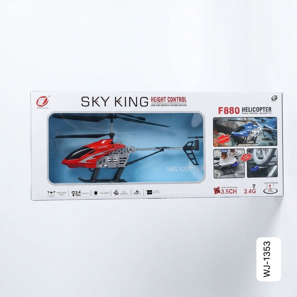 Beginner-Friendly Electric RC Jet Airplane packaging with a red and blue design, showcasing features and controls.