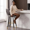 Modern Upholstered Bar Stool with Backrest in a stylish kitchen setting, featuring a comfortable design and elegant details.