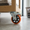 Industrial Heavy Duty Swivel Caster Wheels on a wooden cart, showcasing their smooth mobility and stability.