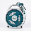 Retractable Portable Garden Hose Reel with compact reel design and adjustable nozzle, perfect for outdoor watering.