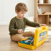 Child exploring tools in a 2-in-1 Portable Tool Set Toy Backpack, promoting creative play and problem-solving.
