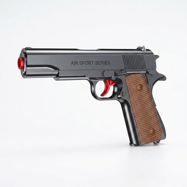 1911 Shell Ejecting Soft Bullet Toy Gun, realistic design with red tip for safe play.