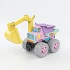 Kids Construction Excavator and Dump Truck Toy in pink and yellow colors, designed for creative outdoor play.