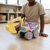 Kids Construction Excavator and Dump Truck Toy in use by a child, promoting outdoor play and creativity.