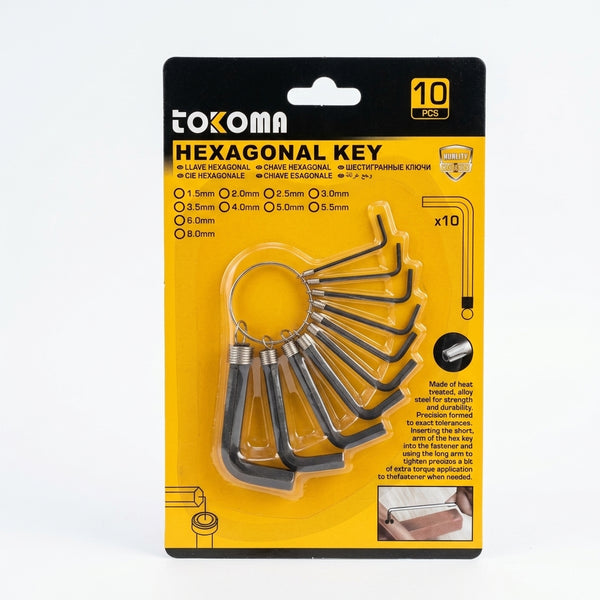 10 Piece Keychain Hex Key Allen Wrench bundle featuring hexagonal keys on a keyring, perfect for quick adjustments.