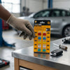 10 Piece Assorted Car Fuse Kit displayed in hand, featuring various colored fuses for automotive maintenance.