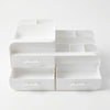 Double-Layer Cosmetics Storage Box with multiple compartments for organized beauty products.