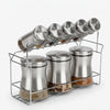 Stainless Steel and Glass Spice Jar Rack Set showcasing sleek design and organized spice storage.