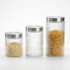 Ribbed Glass Airtight Food Storage Jar trio showcasing organized and moisture-proof storage for pantry essentials.