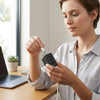 Woman using the 3-Port Power Adapter Charging Charger while working at a desk with a laptop.