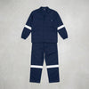 Poly Cotton Conti Overalls 2-Piece with Reflective Tape set displayed on a gray surface for work wear visibility and durability.