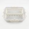 2 Section Plastic Snack Storage Container with Lid, featuring two compartments for organized snack storage.