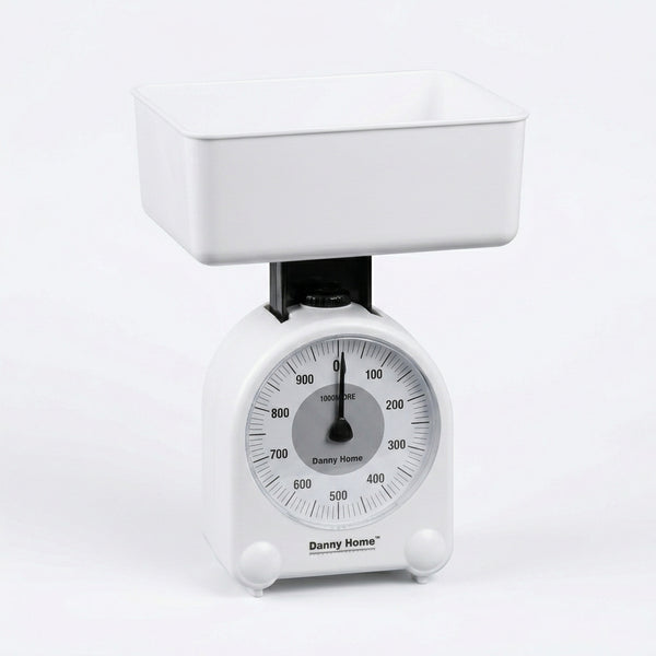 Mechanical Kitchen Scale 1kg featuring a white bowl and dial display for accurate measuring.