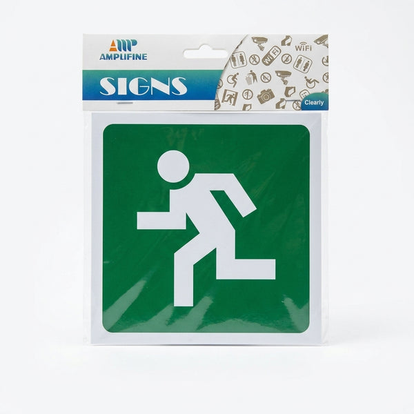 Aluminum Emergency Direction Arrow Sign for safe evacuation guidance, showcasing a running figure on a green background.