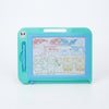 Colorful Magnetic Drawing and Sketch Board with doodles of children and a park background.