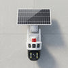 Solar Powered Smart Alarm PTZ Security Camera with solar panel mounted for outdoor monitoring.