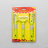 3-Piece Stainless Steel Vegetable Peeler Set with green handles and ergonomic design for easy peeling.