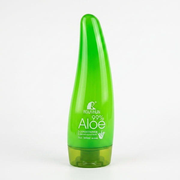 Aloe Vera Soothing Moisture Conditioner in a bright green bottle for moisturizing dry hair.