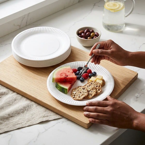 Disposable White Round Paper Plates 230mm 20 Pack