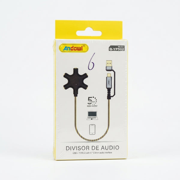5-in-1 USB-C to 3.5mm Headphone Audio Splitter