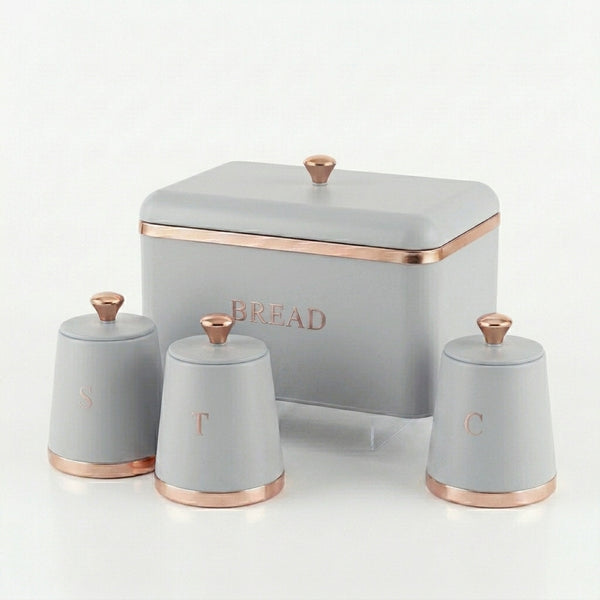 Metal Farmhouse Bread Bin with Kitchen Canisters