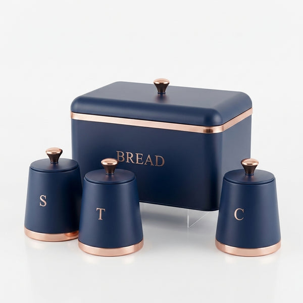 Metal Farmhouse Bread Bin with Kitchen Canisters
