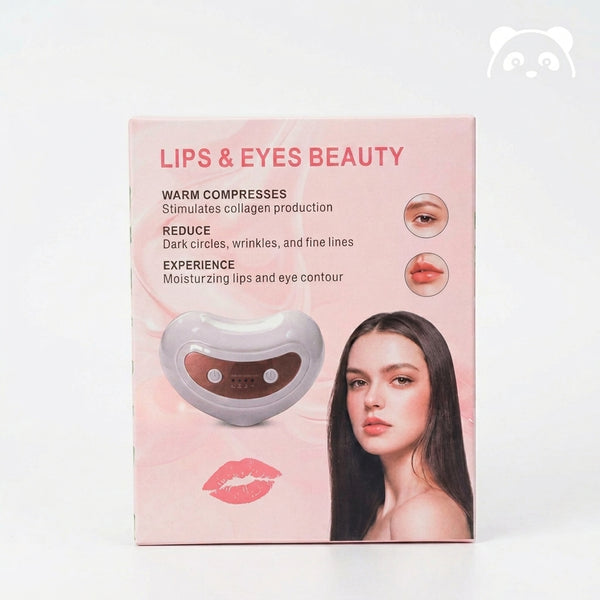 Electric Lip Plumper and Eye Massager Device packaging with benefits and features for skincare routine