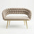 Modern Bubble Bench Upholstered Indoor Seating with distinct bubble-inspired design and elegant gold legs.