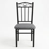 Monaco Event Dining Chair with black metal frame and gray fabric seat, perfect for weddings and special events.