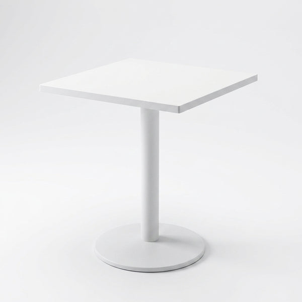 Modern Marble-Style Side Table in sleek white finish, featuring a contemporary design with a round base and square top.