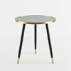 Coffee Table MDF Covered with White Finish featuring a round marble top and black-gold legs, perfect for modern interiors.