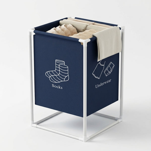 Foldable Fabric Laundry Hamper with Metal Frame