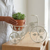 Metal Tricycle Planter Stand with Basket for Patio and Garden