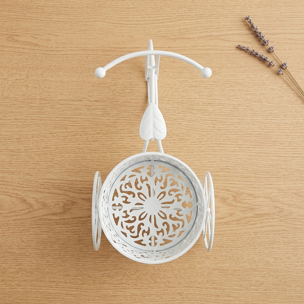 White Metal Bicycle Plant Stand for Indoor Decor