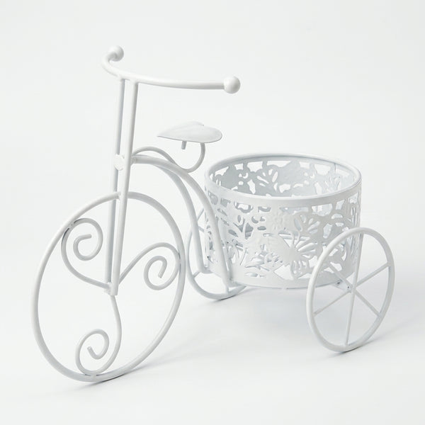 White Metal Bicycle Plant Stand for Indoor Decor