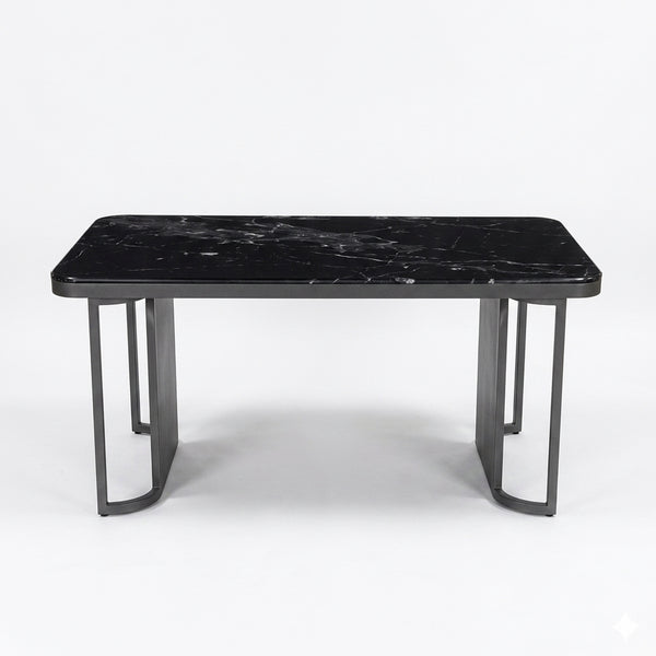 Marble-Effect Coffee Table with Metal Frame