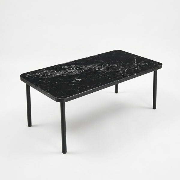 Marble-Effect Coffee Table with Round Metal Legs